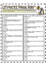 English Worksheet: LETS PRACTICE: PHRASAL VEBRS