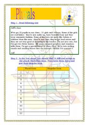 English Worksheet: Plurals in 4 steps (3 pages)