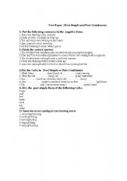 English worksheet: Past Simple and Past Continuous