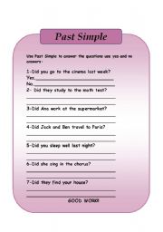 English worksheet: Past Simple