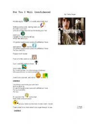 English Worksheet: For You I Will - Teddy Geiger