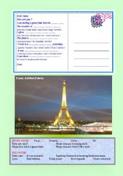 English Worksheet: POSTCARDS multiple-choice - gap-fill