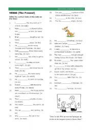 VERBS (The Present) -Part of Elementary Grammar Worksheets