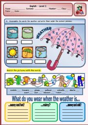 English Worksheet: WEATHER AND CLOTHES