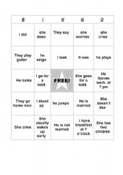 English worksheet: BINGO-SIMPLE PRESENT/PAST