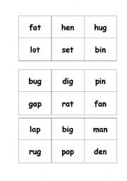 English worksheet: cvc bingo card