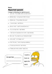 English Worksheet: Reported speech