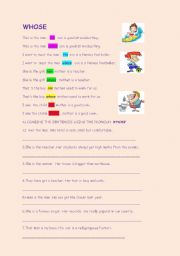 English Worksheet: RELATIVE PRONOUN- WHOSE 