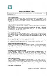 English Worksheet: GLOBAL WARMING