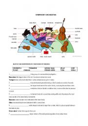 English Worksheet: THE ORCHESTRA