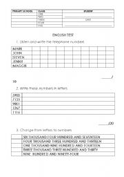 English worksheet: Numbers