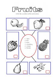 English worksheet: label the fruits 2/2