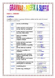 English Worksheet: Suffix & prefix (5 pages) + exercises and answers