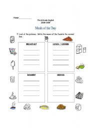English Worksheet: Meals of the Day