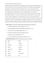 English Worksheet: Restaurants