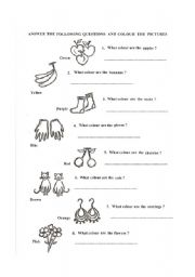 English Worksheet: What colour are the ........................... ?