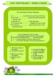 English Worksheet: past continuous when while