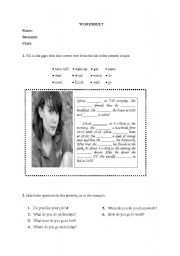 English Worksheet: present simple worksheet