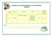 English worksheet: Student Assessment Calendar-January (1/12)