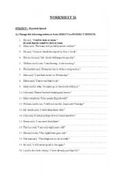 English Worksheet: Reported Speech