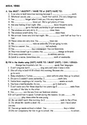 English Worksheet: MUST -HAVE TO