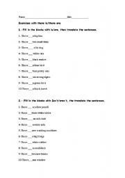 English Worksheet: there is/ there are