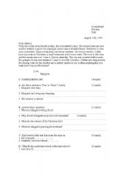 English worksheet: comprehension-language-writing