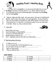 English Worksheet: Healthy Food Healthy Body