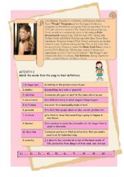 English Worksheet: FERGIE SONG 