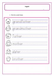 English Worksheet: family 