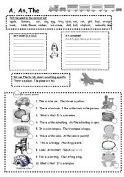 English Worksheet: Articles: A, An, The (B&W version)