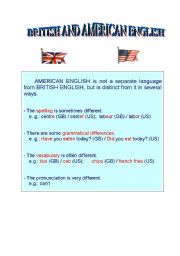English Worksheet: British and American English - main differences