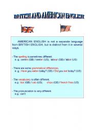 English worksheet: British and American English - main differences