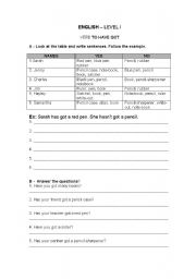 English Worksheet: Have Got