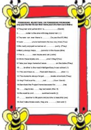 English Worksheet: POSSESSIVE ADJ AND PRONOUNS