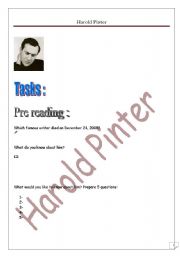 English Worksheet: Harold Pinter Project (1930-2008)