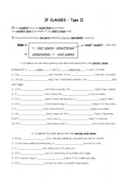 English Worksheet: If-clauses, type II