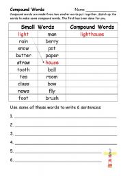 English Worksheet: compound words