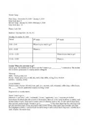 English Worksheet: Basic Winter Camp Lesson Plan