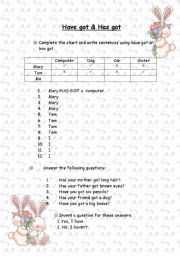 English Worksheet: Have got & has got worksheet
