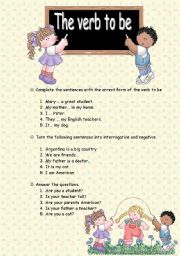 English Worksheet: the verb to be