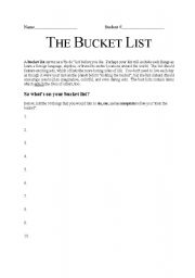 English Worksheet: Bucket List