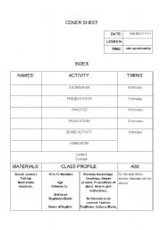 English Worksheet: LESSON PLAN (each activity: Warm up, Presentation, Practice, Production, Homework and Spare activity)