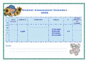 English worksheet: Student Assessment Calendar 2009 - April (4/12)