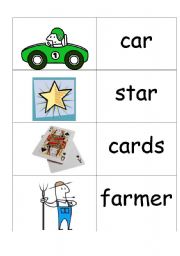 English Worksheet: word / picture cards containing ar part1