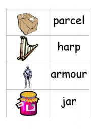 English Worksheet: words / pictures cards that contain ´ar´ part 2
