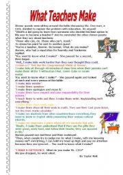 English Worksheet: What Teachers Make