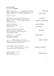English Worksheet: Fix You by Cold Play