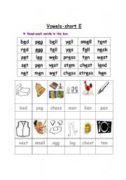 English Exercises: Short vowel words