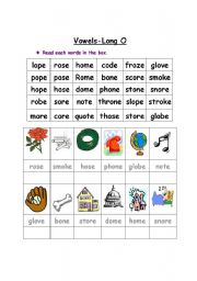 English Worksheet: Vowel- Long O